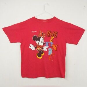Vintage 90s Disney Minnie Mouse Dancing Retro Hot Pink Short Sleeve Shirt